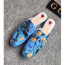 Gucci Princetown Print Leather Slipper Blue 2018