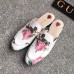 Gucci Princetown Rose Print Leather Slipper White/Pink  2018