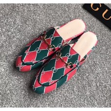 Gucci GG Check Flat Slipper Red/Green 2018