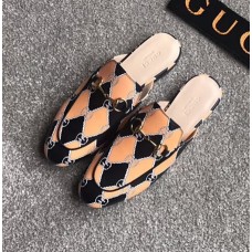 Gucci GG Check Flat Slipper Orange/Black 2018