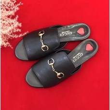 Gucci Leather Flat Slide Black 2018