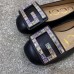 Gucci Leather Ballet Flats Black With Crystal G 551434 2019