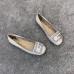 Gucci Leather Ballet Flats White With Crystal G 551434 2019