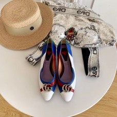 Gucci Snakeskin Pumps with Crystal Double G White 2019