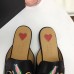 Gucci Princetown Flower Leather Slipper ‎449267 Black 2018