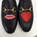 Gucci Princetown Heart Embroidery Leather Slipper Black 2018