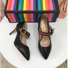 Gucci Sylvie Leather Pump 7cm Heel 475085 Black 2018