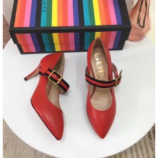 Gucci Sylvie Leather Pump 7cm Heel 475085 Red 2018