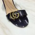 Gucci Logo Leather with Double G 7/10cm Heel Sandals Black 2018