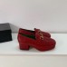 Gucci Heel 4.5cm Leather Platform Loafers with Horsebit red 2019