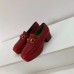 Gucci Heel 4.5cm Leather Platform Loafers with Horsebit red 2019