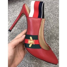 Gucci Leather Web Slingback Pump 105mm Heel 525942 Red 2018