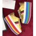 Gucci Metallic Gold Leather Rainbow Platform Sneaker 474538 2017