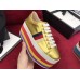 Gucci Metallic Gold Leather Rainbow Platform Sneaker 474538 2017