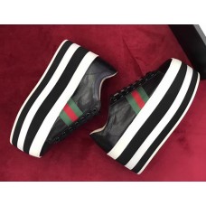 Gucci Leather Platform Web Stripe Sneaker Black 476783 2017