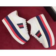 Gucci Leather Platform Web Stripe Sneaker White 475649 2017