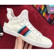 Gucci Leather And Lace High Top Sneaker 481149 White 2017