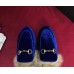 Gucci Princetown Velet Horsebit Detail Slipper With Fur 448657 Blue 2017