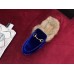 Gucci Princetown Velet Horsebit Detail Slipper With Fur 448657 Blue 2017