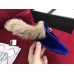 Gucci Princetown Velet Horsebit Detail Slipper With Fur 448657 Blue 2017