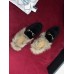 Gucci Princetown Velet Horsebit Detail Slipper With Fur 448657 Black 2017