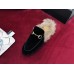 Gucci Princetown Velet Horsebit Detail Slipper With Fur 448657 Black 2017