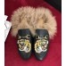 Gucci Princetown Calfskin Horsebit Detail Embroidered Tiger Slipper With Fur 2017