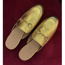 Gucci Princetown Leather Horsebit Detail Slipper 423513 Gold 2017