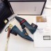 Gucci Leather Double G mid-heel loafer shoes Navy(Y30-721701)