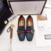 Gucci Leather Double G mid-heel loafer shoes Navy(Y30-721701)