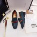 Gucci Leather Double G mid-heel loafer shoes Navy(Y30-721701)