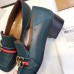 Gucci Leather Double G mid-heel loafer shoes Navy(Y30-721701)