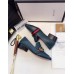 Gucci Leather Double G mid-heel loafer shoes Navy(Y30-721701)