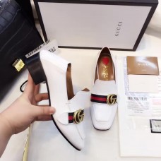 Gucci Leather Double G mid-heel loafer shoes White(Y30-721705)