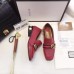 Gucci Leather Double G mid-heel preal loafer shoes Red(Y30-721708)