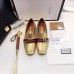 Gucci Leather Double G mid-heel loafer shoes Metallic golden(Y30-721711)