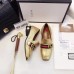 Gucci Leather Double G mid-heel preal loafer shoes Metallic golden(Y30-721712)