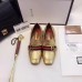 Gucci Leather Double G mid-heel preal loafer shoes Metallic golden(Y30-721712)