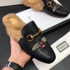 gucci men's Princetown  leather slipper with bees