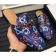 Gucci Ghost Princetown Horsebit Detail Men's Slipper 426219 Blue 2017