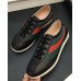 Gucci Leather Low-top For Men Sneaker With Web 483266 Black 2017