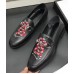 Gucci Leather Men's Loafer With Embroidered Kingsnake Black