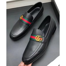 Gucci Leather Men's Loafer With GG Web Details