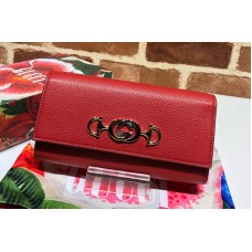 Gucci 573612 Zumi grainy leather continental wallet in Red Grainy leather