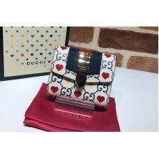 Gucci ‎476081 Sylvie leather Heart wallet in White Leather