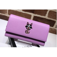 Gucci ‎499324 Continental wallet With Dog in Pink Leather