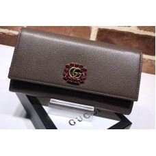 Gucci ‎499779 Continental wallet With GG Logo in Brown Leather