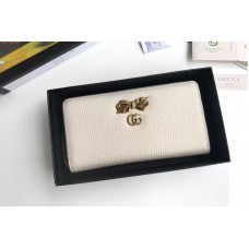 Gucci 524291 Leather zip around wallet with bow White