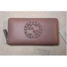 Gucci 308004 Soho Original Leather Zip Around Wallets Pink Diamond Logo