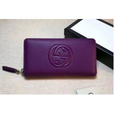 Gucci 308004 Soho Original Leather Zip Around Wallets Purple